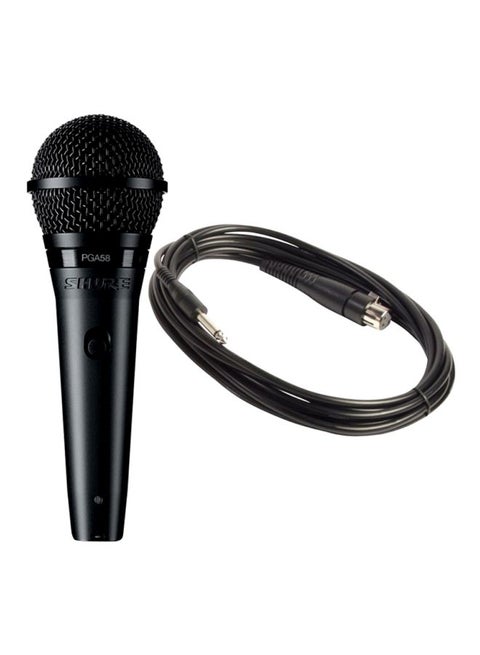 ميكروفون كاريوكي محمول باليد مع كابل XLR PGA58-XLR-E أسود