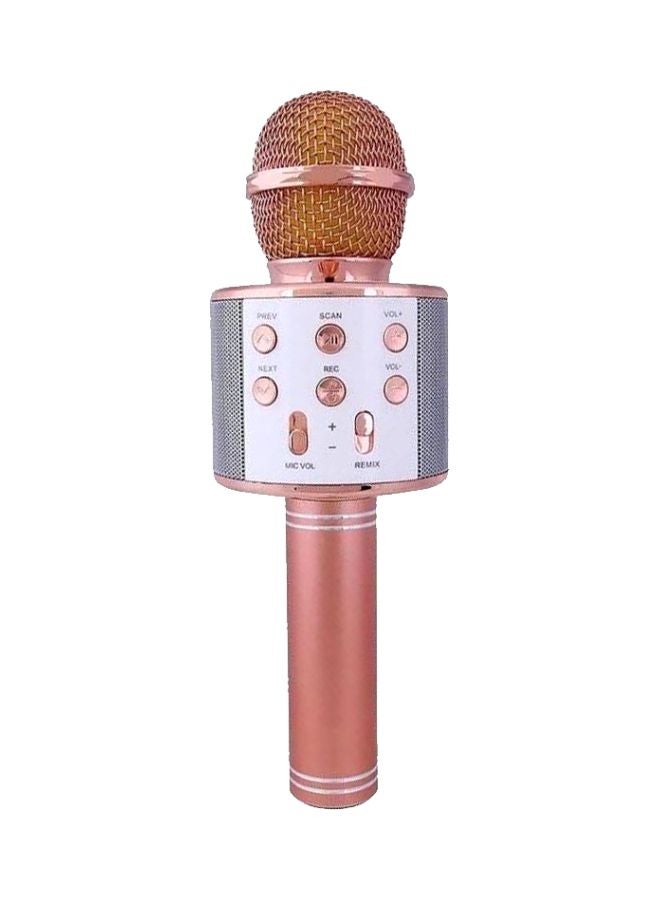 ويستر ميكروفون كاريوكي بمكبر صوت يعمل بتقنية البلوتوث ws858 وردي أبيض - Image 1