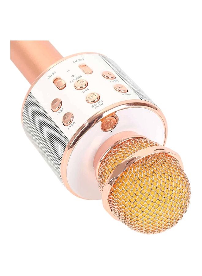 ويستر ميكروفون كاريوكي بمكبر صوت يعمل بتقنية البلوتوث ws858 وردي أبيض - Image 4