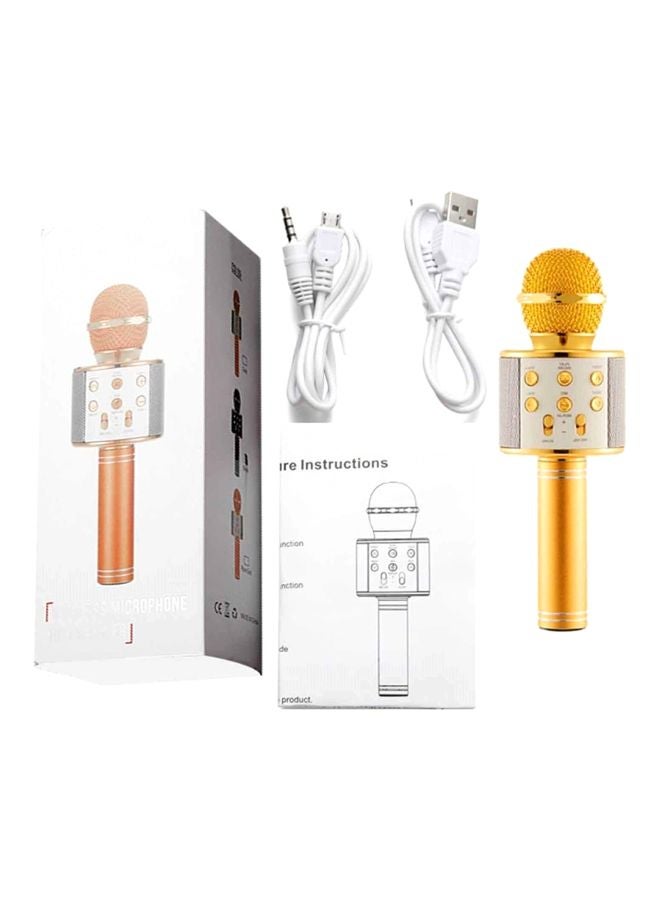 WSTER - Bluetooth Karaoke Microphone WS-858 Gold/White - Image 1