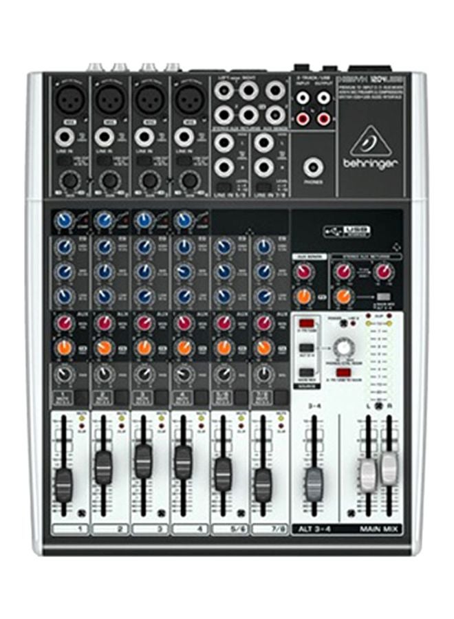 behringer Premium 12-Input 2/2-Bus Mixer With Multi-FX Processor 1204USB Grey/Red/Blue  - Image 1