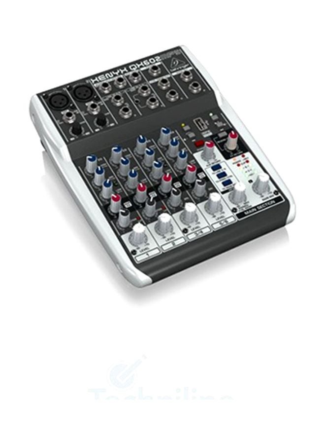 Premium 6-Input 2-Bus Mixer QX602MP3 Grey/Red/Blue