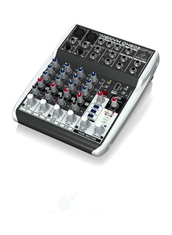 Premium 6-Input 2-Bus Mixer QX602MP3 Grey/Red/Blue