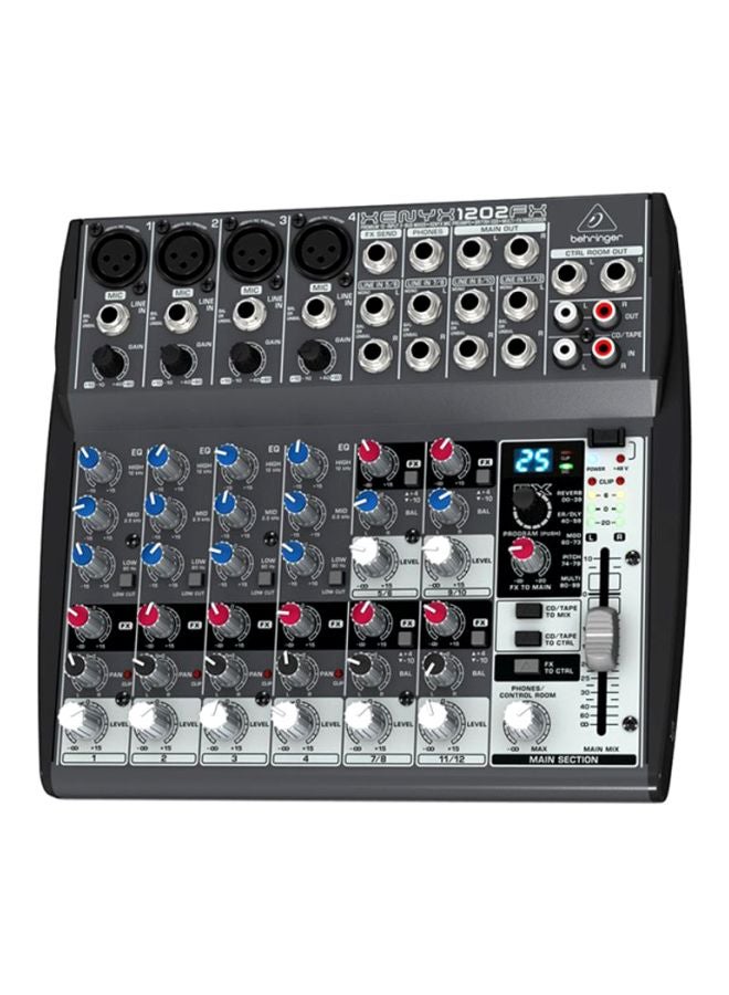 behringer Premium 12-Input 2-Bus Mixer With Multi-FX Processor 1202FX Grey/Red/Blue - Image 1