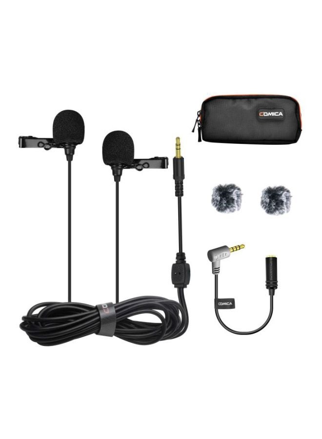 كوميكا ميكروفون ثنائي الرأس يمكن تعليقه على الملابس D4803-1B1 أسود  - Image 1