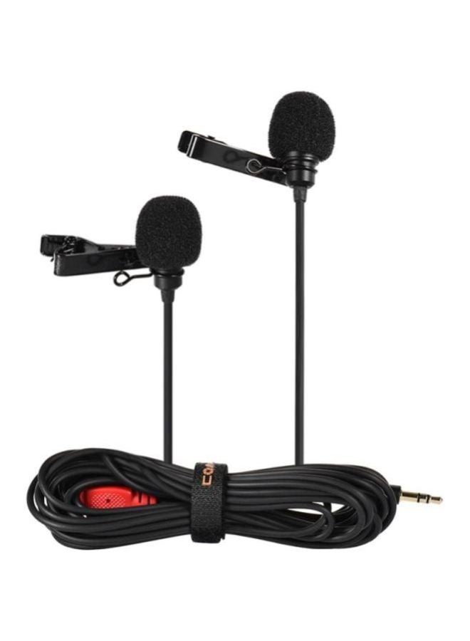 COMICA - CVM-D02 Dual-Head Lavalier Lapel Microphone D4803-3R1 Black - Image 1