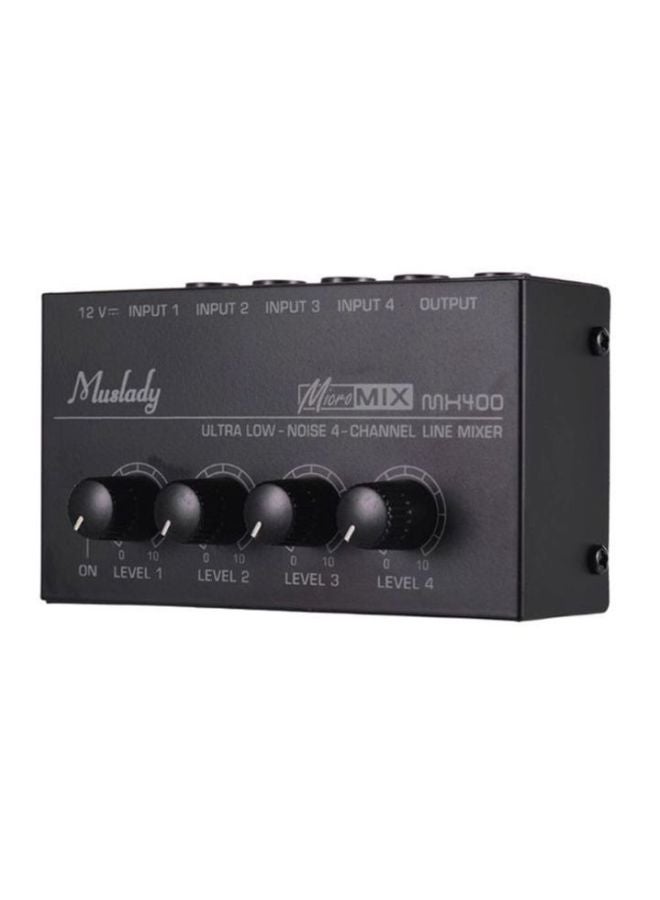 Muslady - Ultra Compact Low Noise Mono Audio Mixer With Power Adapter And Manual MX400 Black - Image 1
