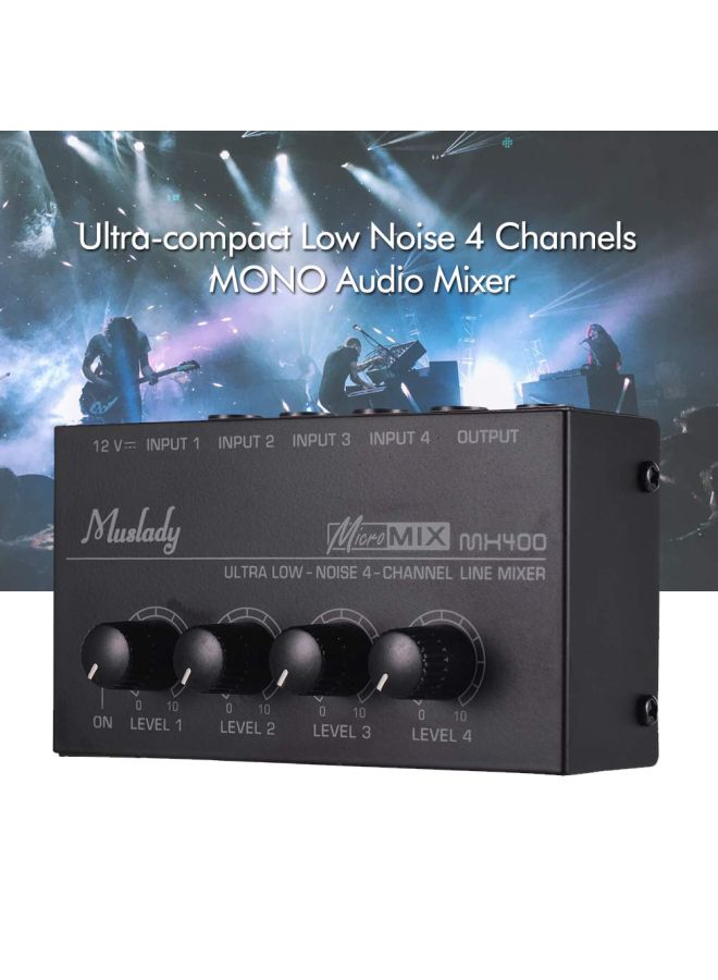 Muslady - Ultra Compact Low Noise Mono Audio Mixer With Power Adapter And Manual MX400 Black - Image 1