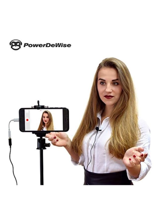 Professional Grade Lavalier Microphone Omnidirectional Mic With Easy Clip On System Perfect For Recording Youtube/Interview/Video Conference/Podcast/Voice Dictation/iPhone/ASMR 10765900 Black