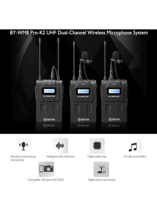 BOYA - UHF Dual-Channel Wireless Microphone System BY-WM8 Pro-K2 Black - Image 1