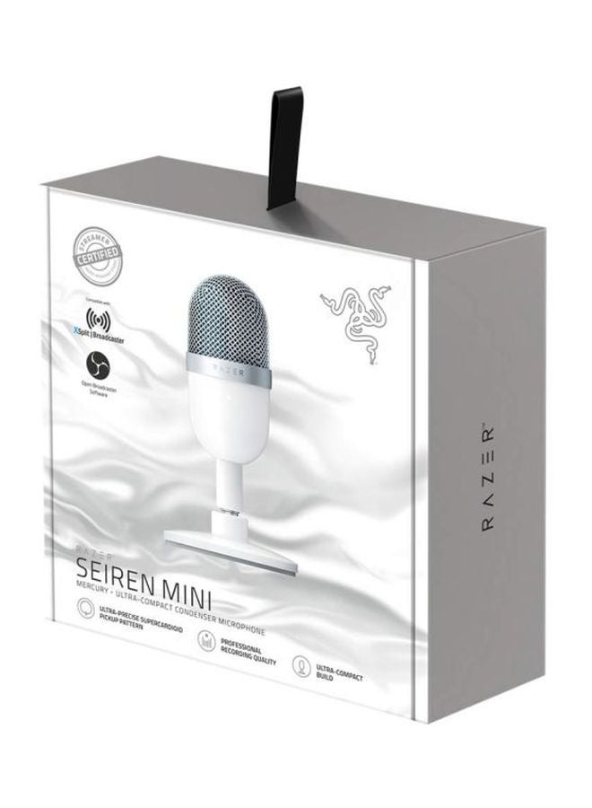 RAZER - Seiren Mini USB Condenser Microphone: Professional Recording Quality, Precise Supercardioid Pickup Pattern, Tilting Stand, Shock Resistant, For Streaming and Gaming on PC - Mercury White - Image 1