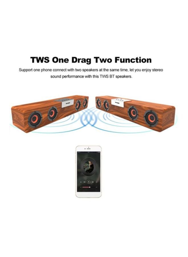 Smalody Retro Wireless Bluetooth Subwoofer Speaker Brown  - Image 2