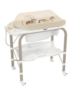 Bear Printed Bathroom Changing Table With Stand - Beige/White