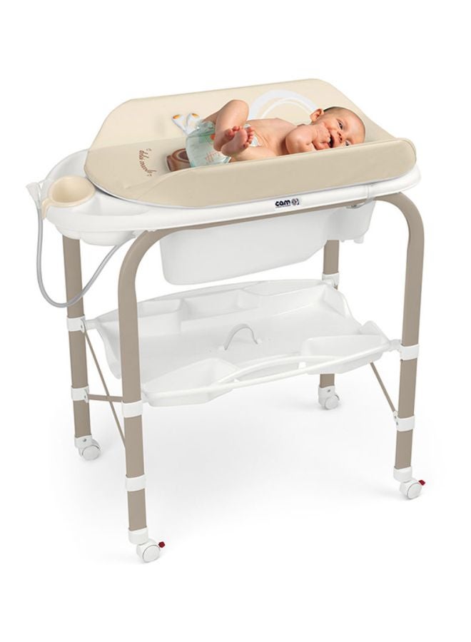 cam Bear Printed Bathroom Changing Table With Stand - Beige/White  - Image 4