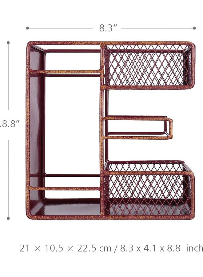 Decorative Metal Letter- E Glass Bottle Rack Wine red