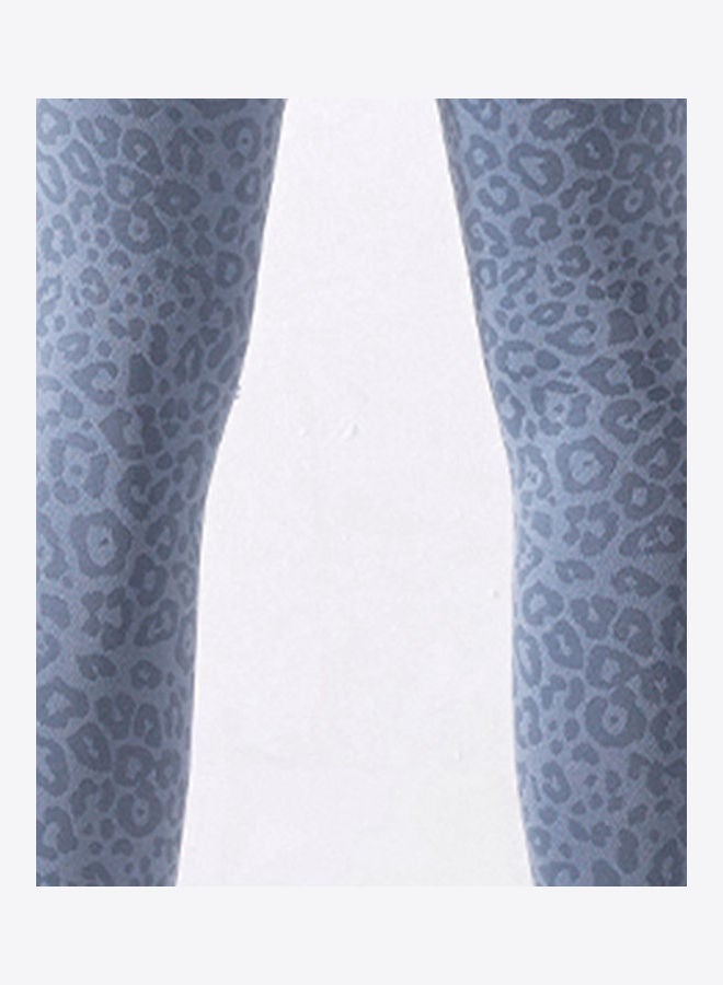 Generic - 2-Piece Leopard Printed Sports Bra And High Waist Legging Set Blue - Image 1