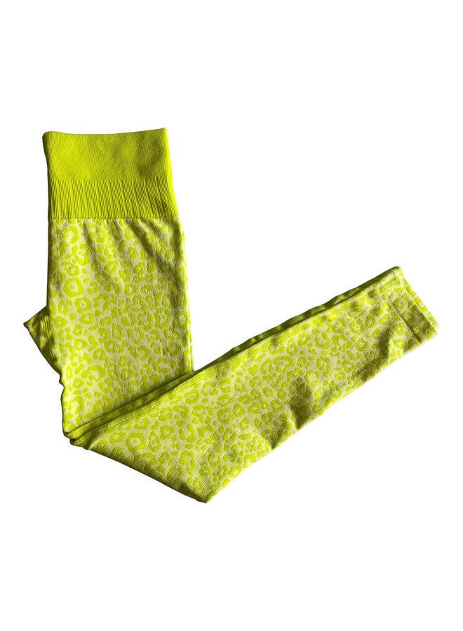 Generic - 2-Piece Leopard Printed Sports Bra And High Waist Legging Set Green - Image 1
