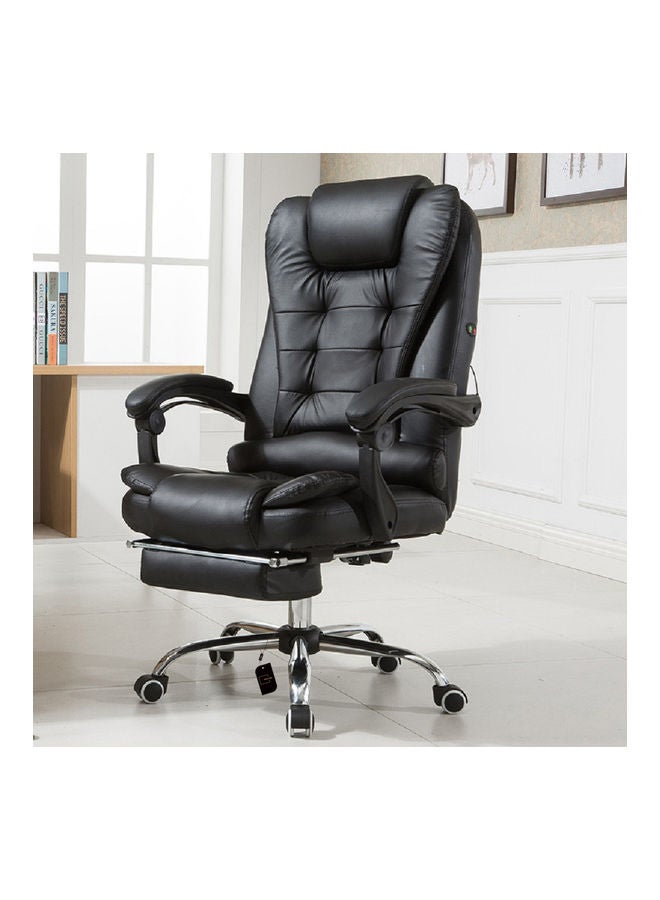 Leather Adjustable Ergonomic Headrest Armrest And Lumbar Support High Back Office Chair Black/Silver 122 x 60 x 50cm