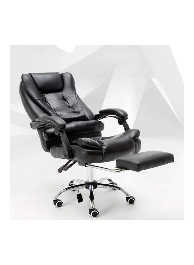 Leather Adjustable Ergonomic Headrest Armrest And Lumbar Support High Back Office Chair Black/Silver 122 x 60 x 50cm