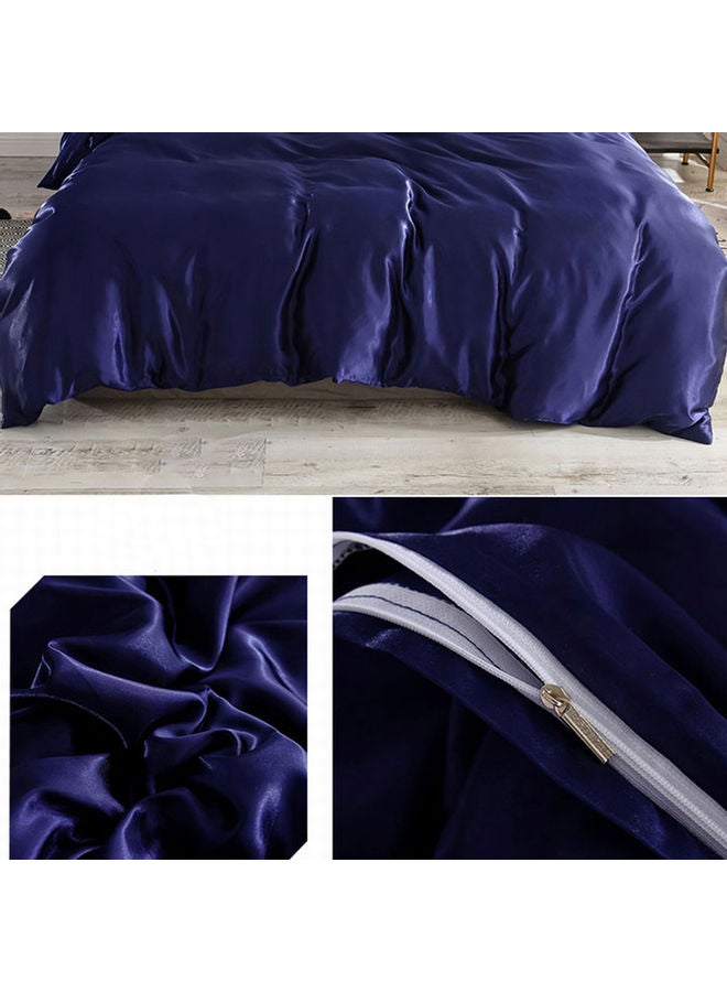 4-Piece Quilt Cover Set Silk Blue 220 x 230cm - Image 3