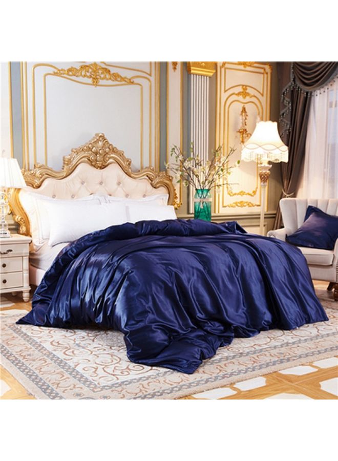 4-Piece Quilt Cover Set Silk Blue 220 x 230cm - Image 1