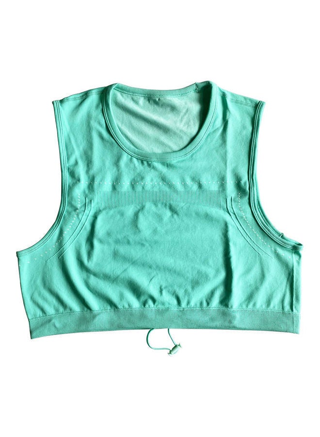 2-Piece Solid Tank Top And High Waist Legging Set Green  - Image 2