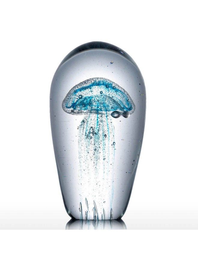 TOOARTS Jellyfish Glass Sculpture Silver/Blue 20 x 13 x 13cm - Image 1