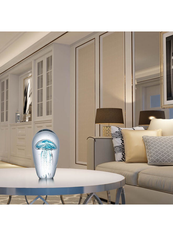 TOOARTS Jellyfish Glass Sculpture Silver/Blue 20 x 13 x 13cm - Image 4