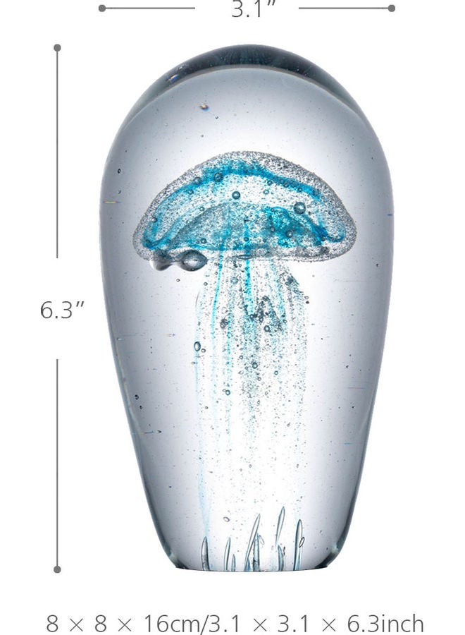 TOOARTS Jellyfish Glass Sculpture Silver/Blue 20 x 13 x 13cm - Image 2