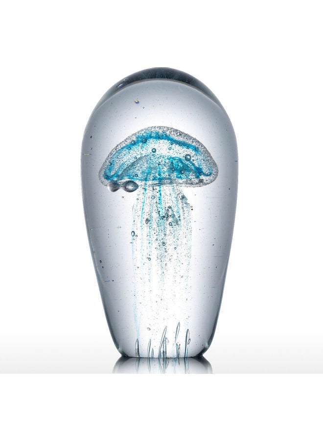 TOOARTS Jellyfish Glass Sculpture Silver/Blue 20 x 13 x 13cm - Image 3