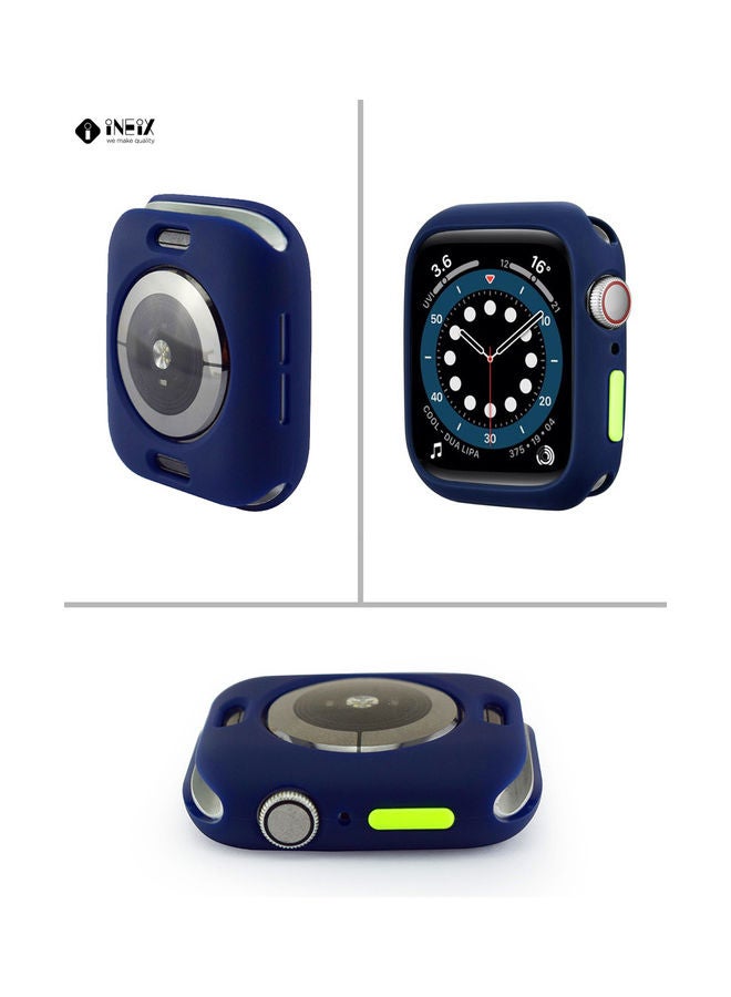 INEIX Soft Silicone Case Cover For Apple Watch 44 mm Dark Blue  - Image 2