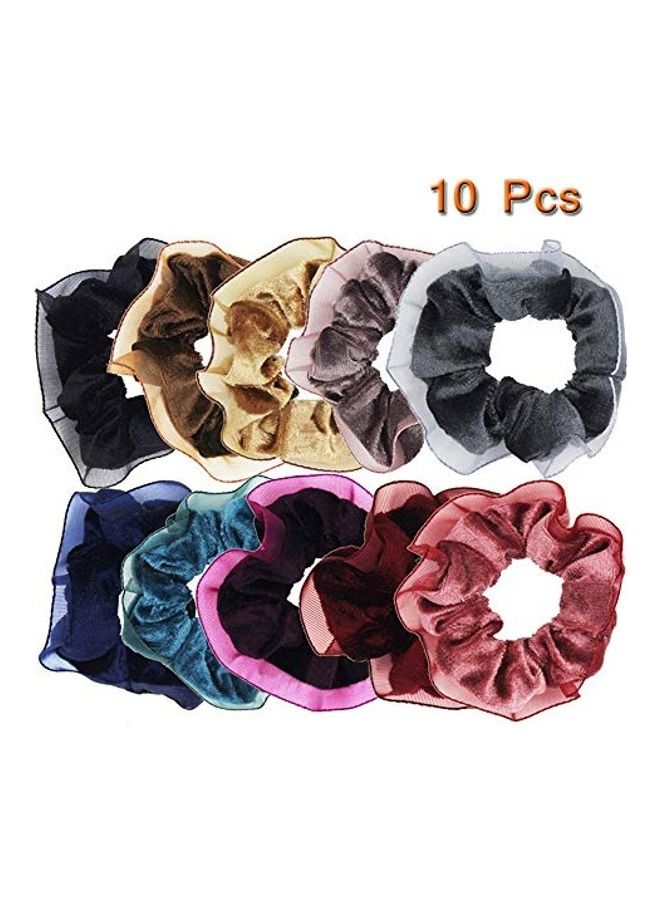 10-Piece Soft Velvet Hair Scrunchie Hair Bands Multicolour - Image 1