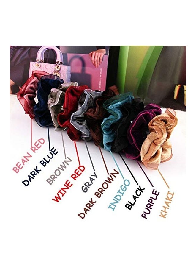 10-Piece Soft Velvet Hair Scrunchie Hair Bands Multicolour - Image 2