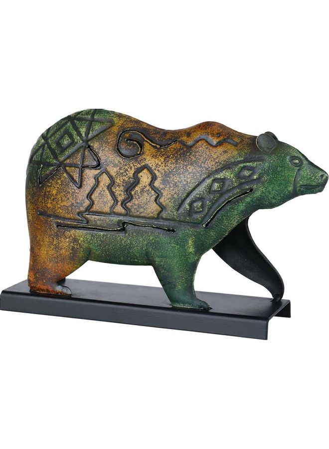 TOOARTS Iron Bear Sculpture Green/Yellow - Image 3