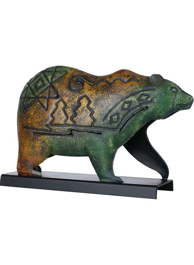 TOOARTS Iron Bear Sculpture Green/Yellow - Image 5