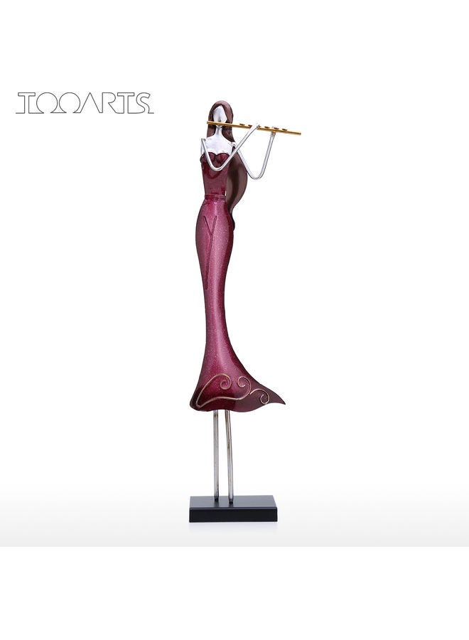 TOOARTS Flute Player Girl Sculpture Pink - Image 1
