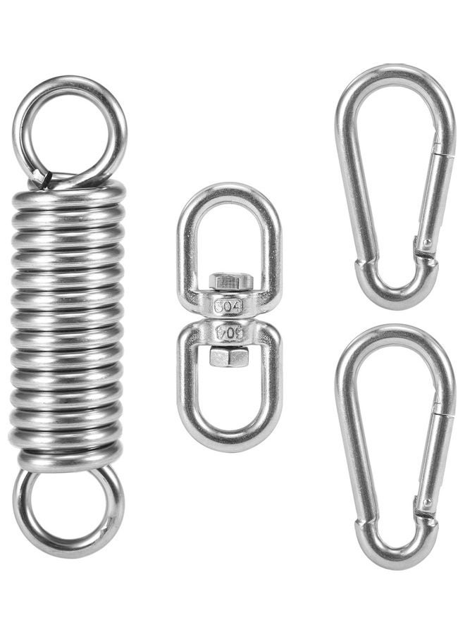 طقم خطافات صيد من الإستانلس ستيل مكون من 4 قطع فضي Spring Hook: 15x3.5, Swivel Hook: 9x3.5, Snap Hook: 8x2.5سم  - Image 1
