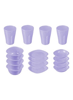 Dinnerware Plates Set - 16 Piece - Light Purple (Flat Plat size 19.5 cm-Deep Plate Size 13 cm-Bowl Size 400 ml-Cup Size 300 ml)cm - v1614804210/N44903923A_1