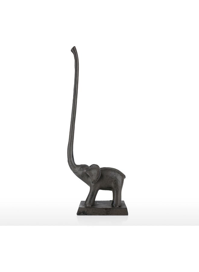TOOARTS Decorative Iron Elephant Standing Long Trunk Grey 39 x 10 x 15cm  - Image 1