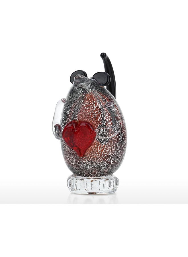 TOOARTS Decorative Glass Sculpture Mouse Ornament Multicolour 20 x 14 x 17cm - Image 1