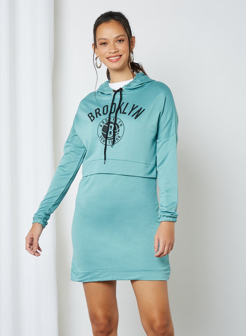trendyol - Long Sleeve Hoodie Dress Mint - Image 1
