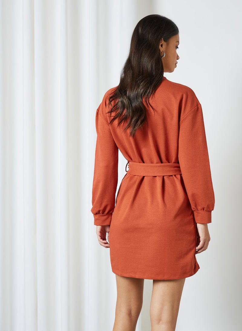 trendyol - Belted Mini Dress Cinamon - Image 1