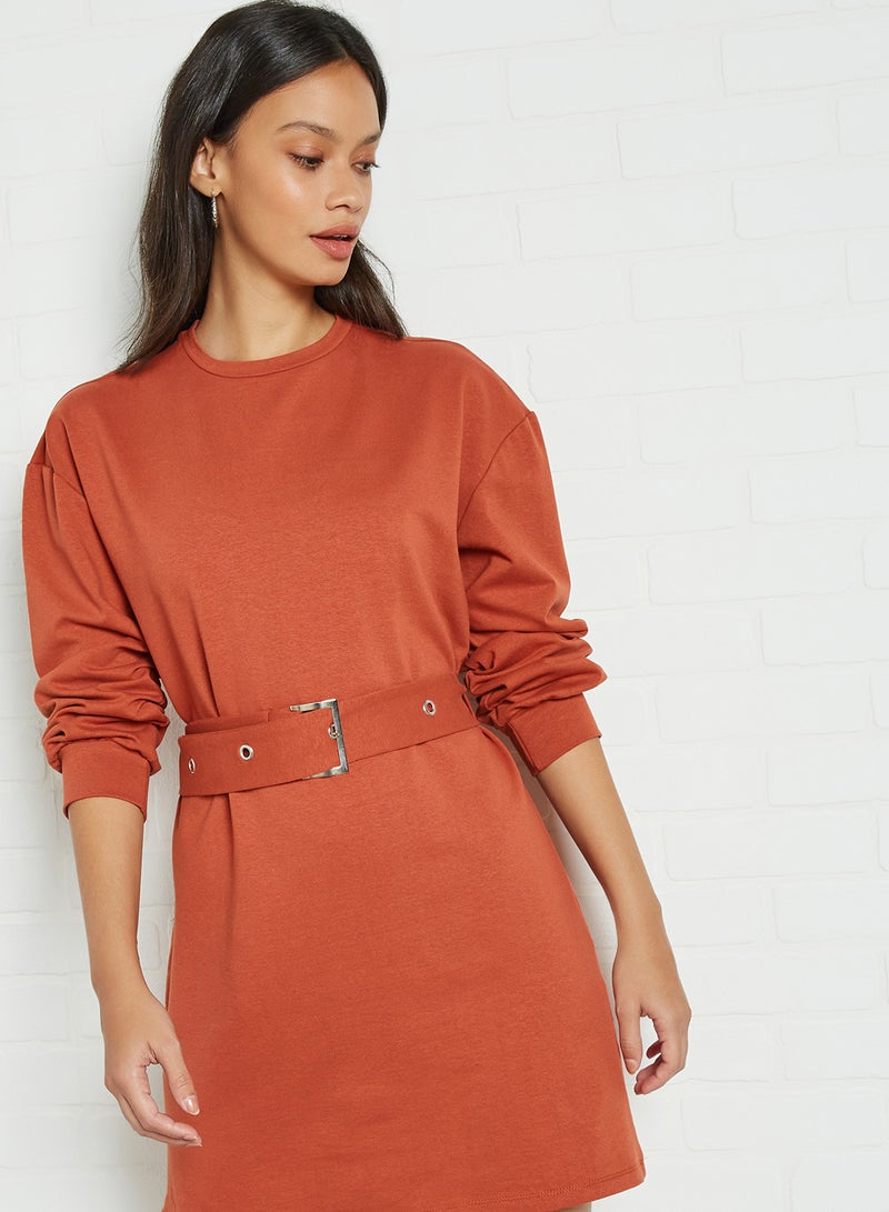 trendyol - Belted Mini Dress Cinamon - Image 1