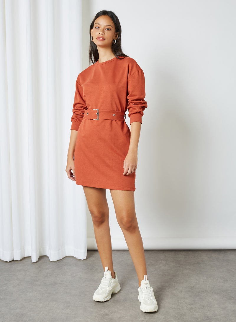 trendyol - Belted Mini Dress Cinamon - Image 1