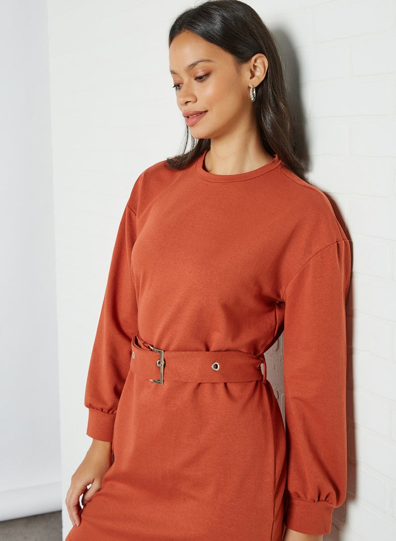 trendyol - Belted Mini Dress Cinamon - Image 1