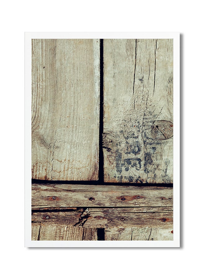 Old Barn Wooden Door Themed Poster Beige 30x20cm 