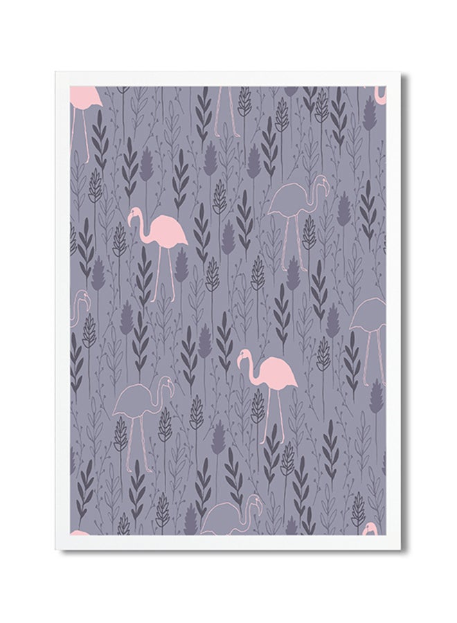 Wild Pink Flamingo Themed Poster Grey/Pink 30x20cm 