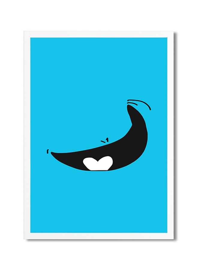 Smileys Expression Printed Decorative Framed Poster Blue/Black/White 
