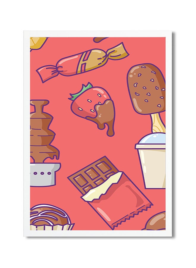 Ice-Cream Chocolate Printed Poster Pink/Brown/White 30x20cm