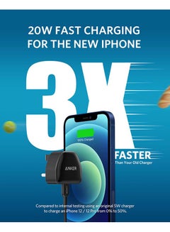 Anker Nano iPhone Charger, 20W PIQ 3.0 Durable Compact Fast Charger, PowerPort III USB-C Charger for iPhone 16/16 Pro/16 Plus /16 Pro Max, 15/14/13 Series, Galaxy, iPad (Cable Not Included) Black  - Image 2